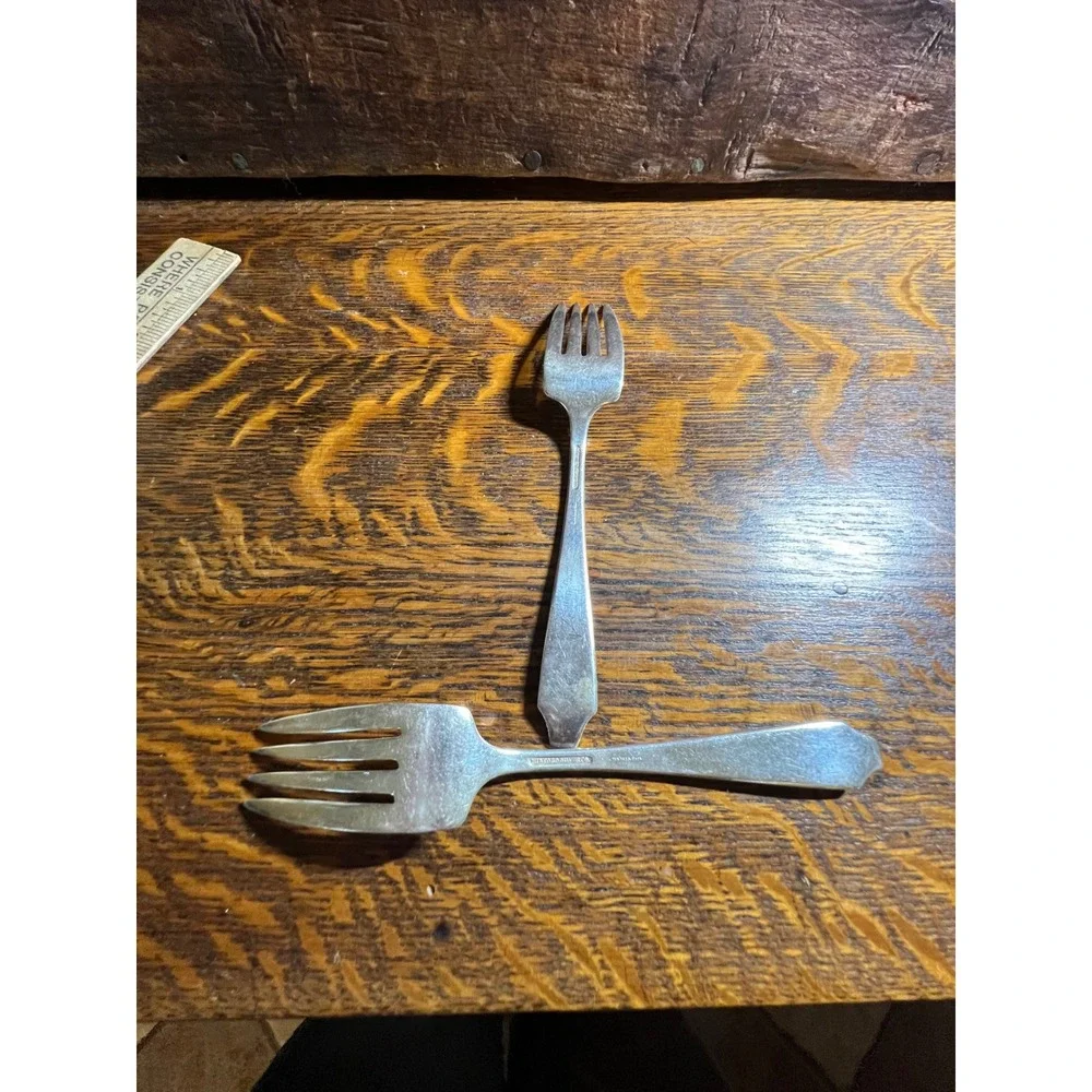 Antique Milford Silver Salad Dessert Forks Set of 2 Silver Plate Pat Sept 9-13